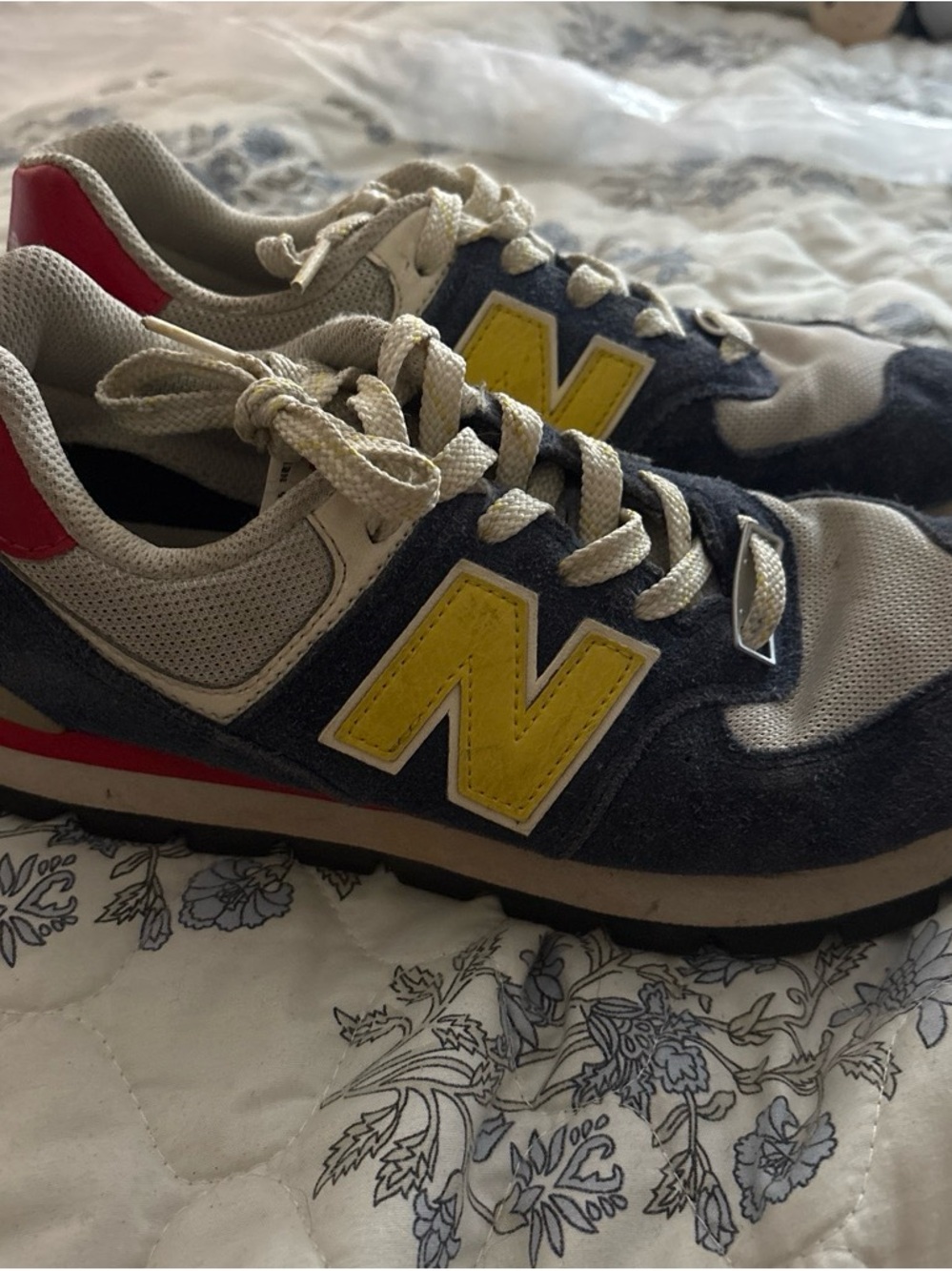 New Balance Men's Navy, Yellow and Red Retro Runner Sneakers